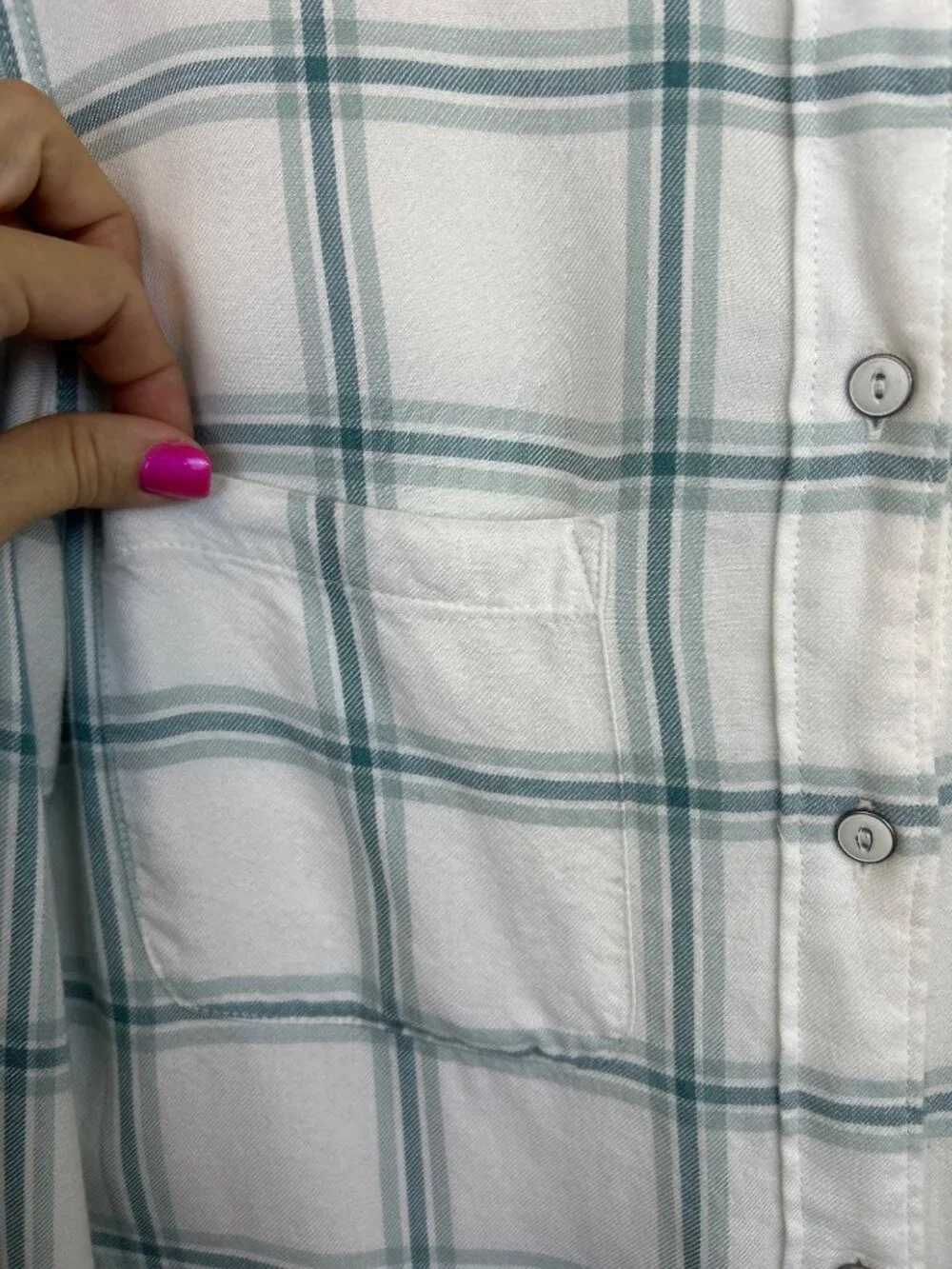 Faherty Women's XS  Plaid Button-Up Shirt Pockets Long Sleeve Coastal Casual